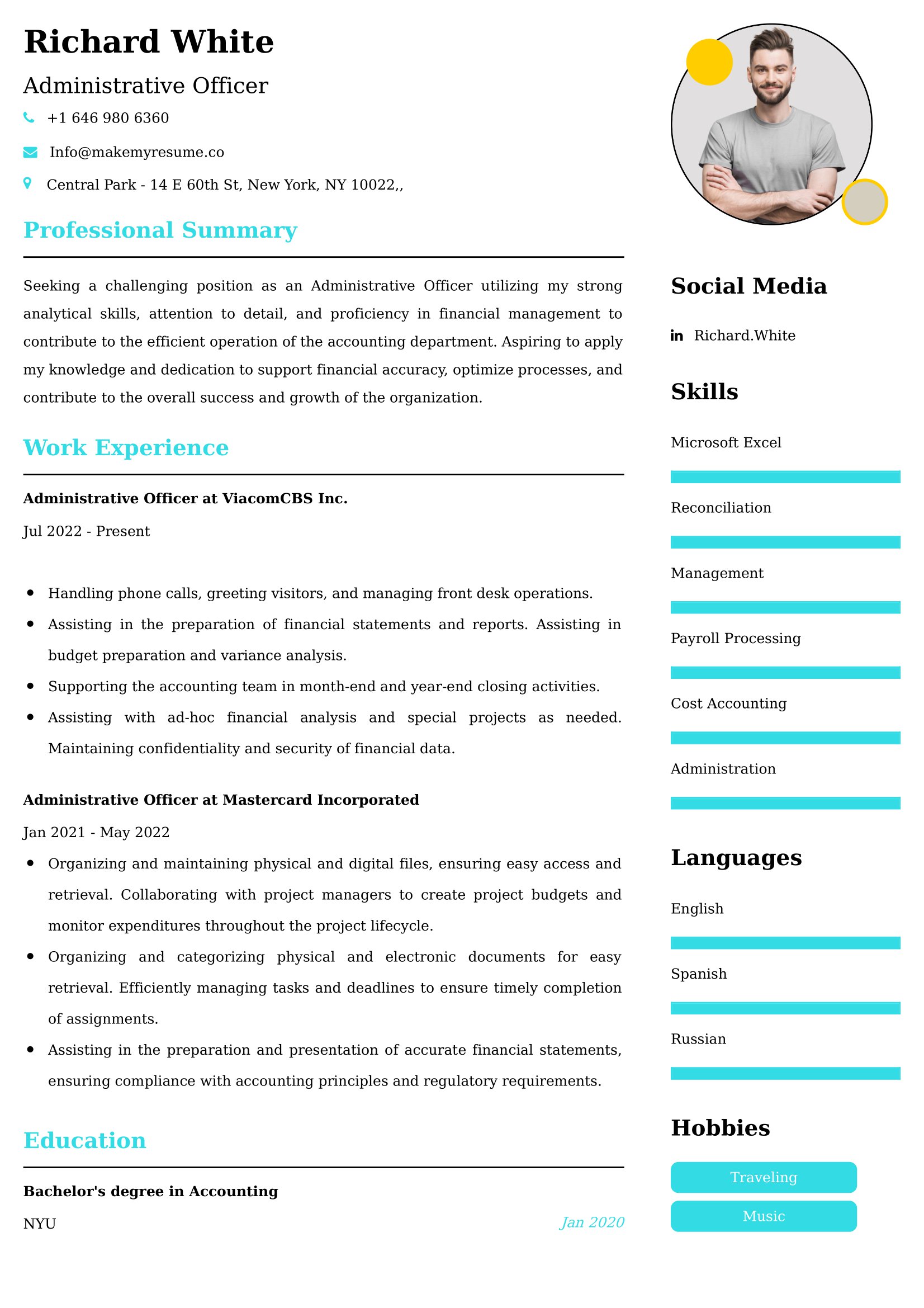 Administrative Officer Resume Examples India