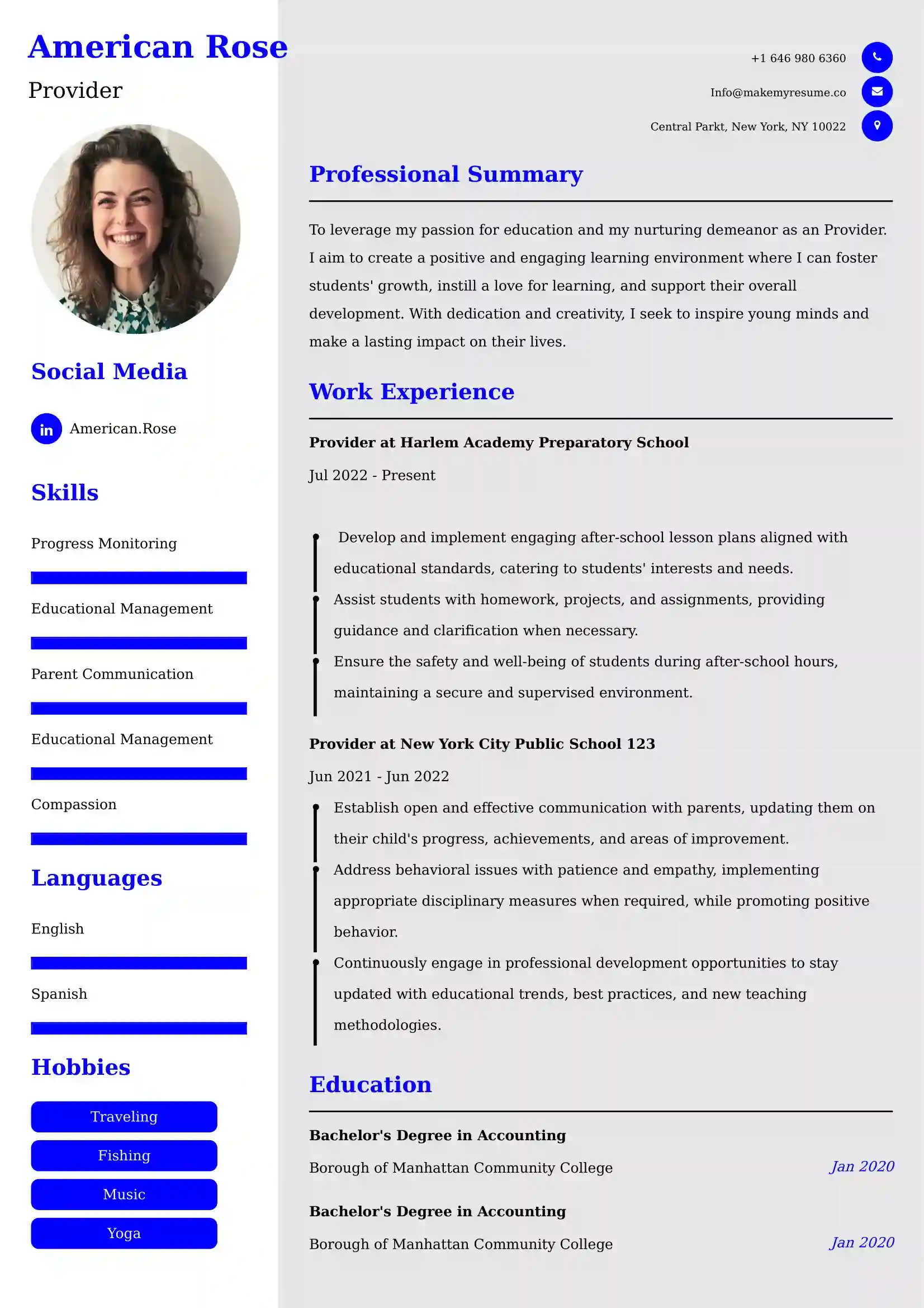 Provider Resume Examples India